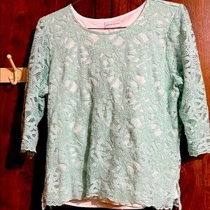 Alfred Dunner Light Green Lace Blouse